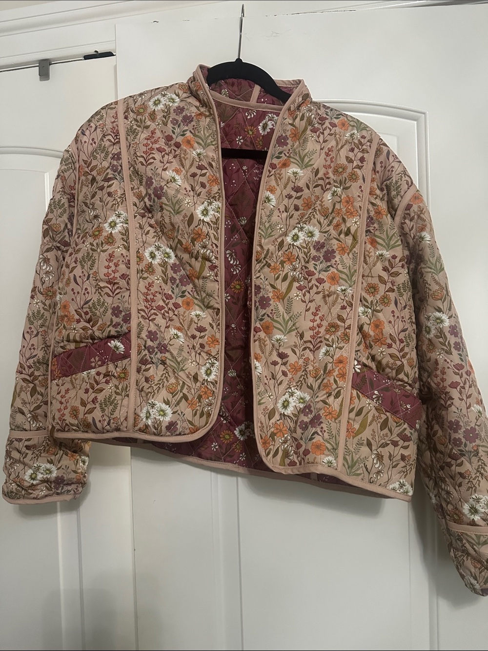 Quilted Floral reversibal lightweight Jacket - Pink